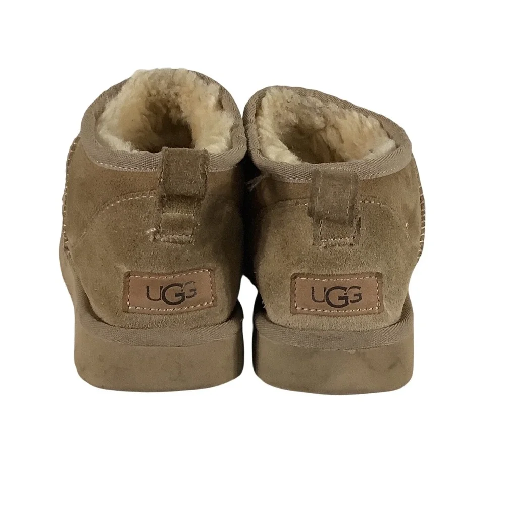 UGG Classic Ultra Mini Chestnut Tan Suede Ankle Boots 1116109 Womens